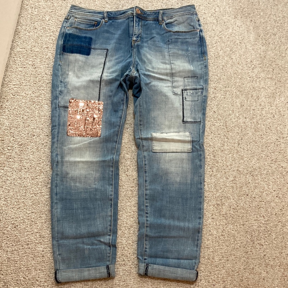 INC.Denim Woman from Macy’s. Boyfriend Jean with sequin & top stitching details